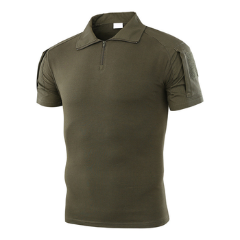 Чоловічі футболки з коротким рукавом Lesko A416 Green L на змійці з кишенями камуфляжна (F_4251-12417)
