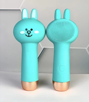 Электрическая силиконовая щетка-массажер для чистки лица Sonic Rabbit Electric Silicone Cleanser Массаж подтяжка и уход за лицом Голубой