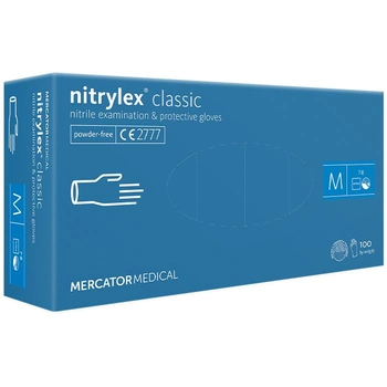 Перчатки нитриловые MERCATOR Nitrylex Classic Violet неопудренные, размер M, 100 шт