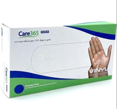 Медицинские виниловые перчатки Care365, 100 шт, 50 пар, размер M
