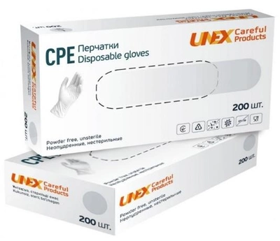 Медицинские CPE перчаки Unex, Medical Products, 200 шт, 100 пар, размер XL