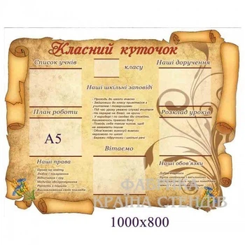 Классный уголок (пергамент с заповедями)
