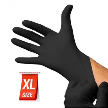 Рукавички нітрилові неопудрені 100шт Розмір XL Rnitrio BLACK (чорні)