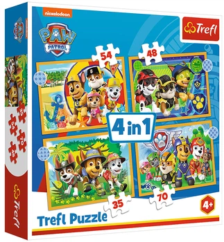 Пазли Trefl 4 в 1 - Цуценячий патруль на відпочинку / Viacom PAW Patrol, 35,48,54,70 елементів (34395)