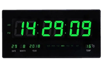 Электронные настенные часы VST 4622 46х22см с зеленой подсветкой 220В
