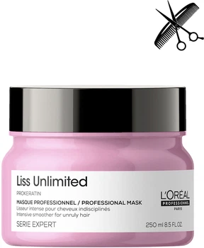 Профессиональная маска L'Oreal Professionnel Serie Expert Liss Unlimited для разглаживания непослушных волос 250 мл (3474636975990)