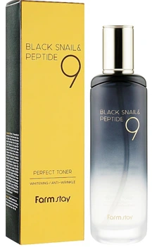 Тонер для обличчя FarmStay Black Snail & Peptide 9 Perfect омолоджувальний 120 мл (8809639172476)
