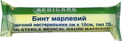 Бинт марлевий Medicare медичний нестерильний 5 м х 10 см тип 20 (000005023)