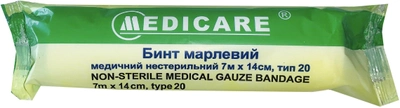 Бинт марлевый Medicare медицинский нестерильный 7 м х 14 см тип 20 (000005022)