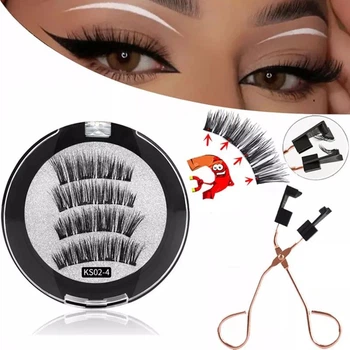 Ресницы накладные на 4 магнитах Magnetic Lashes KS-02/4 магнитные + аппликатор