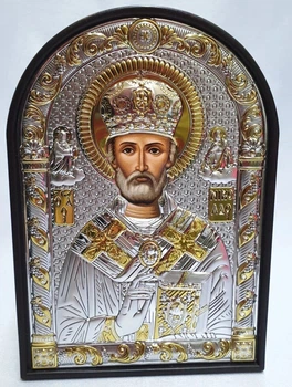 Икона с посеребрением "Николай Чудотворец" 14х9,5
