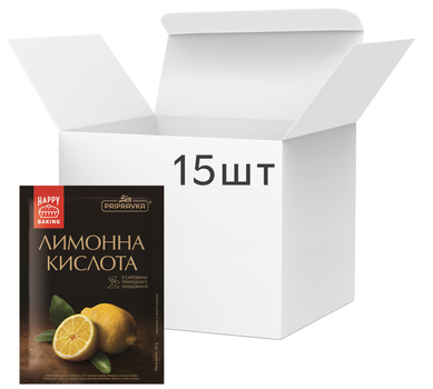 Упаковка лимонной кислоты из сырья растительного происхождения Приправка 20 г х 15 шт (4820195513590)