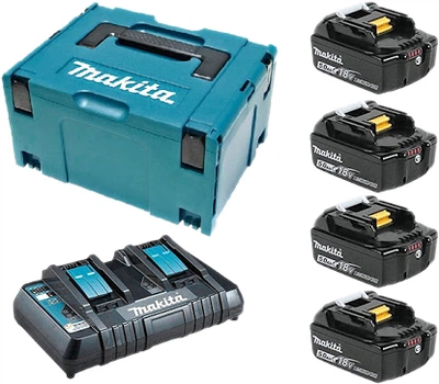 Набір акумуляторів Makita BL1850B x 4 шт з зарядним пристроєм DC18RD та кейсом Makpac 3 (88381463164)