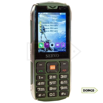 Servo H8 Green - мобильный телефон 4 sim, 3500 mAH, 2,8 ", MP3-плеер, GPRS, FM-радио, Bluetooth, PowerBank