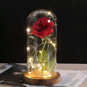 Троянда під скляним куполом з підсвічуванням Rose Червоний (П - 447)