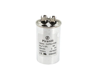 Конденсатор пуско-рабочий CBB65 30 мкФ 450В (30uF 450V) в металле (Piranil)