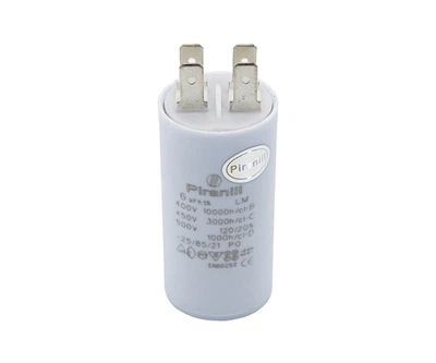 Конденсатор CBB60 6 мкФ 450V (31x62.3 мм), с клеммами (Piranil)