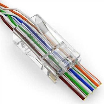 Конектор Merlion RJ-45 8P8C UTP Cat-5 для наскрізного підключення 50 шт Transparent (RJ45ML-50-CAT5)