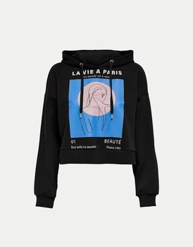 Толстовка ONLY S Черный 15243426-Black-AOP:Paris