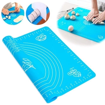 Силіконовий килимок для розкочування тіста 30х40 см Блакитний, килимок для випічки (VS7002858)