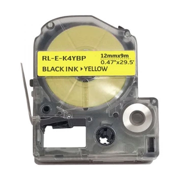 Лента для принтера этикеток UKRMARK RL-E-K4YBP-BK/YE, аналог LK4YBP. 12 мм х 9 м (900275)