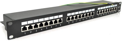 Патч-панель PiPo 24 порта FTP кат 5Е 19" 1U экранированная (PP245191UFTP)
