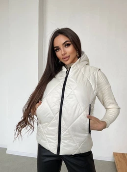 Женский теплый стеганый жилет с капюшоном KML 0035 XL (50-52) Белый ( 0035/2 C)