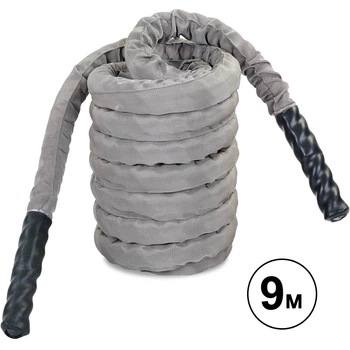 Канат для кроссфита в защитном рукаве BATTLE ROPE Zelart Pro (полиэстер, нейлон, l-9м, d-3, 8см, серый) (FI-5719-9)