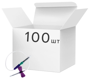 Игла для забора крови тип «Бабочка» Eximlab 24Gx ¾" (0.55x19 мм), трубка 18 см, стерильная, цвет фиолетовый 100 шт ( 70100301)