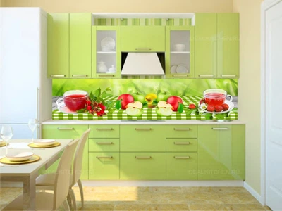 Кухонный фартук Скинали Чай с яблоками 60х250 см (002)