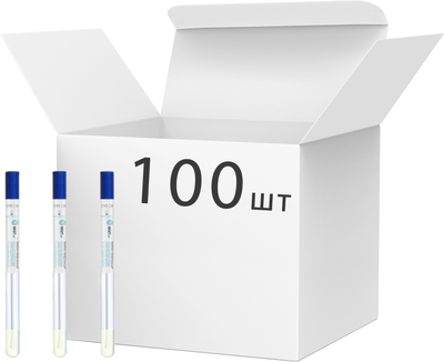 Упаковка тампонів-зондів EximLab у пробірці віскоза пластик стерильні 12 x 150 мм х 100 шт. (200601)