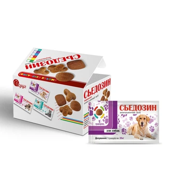 СЬЕДОЗИН Антигельминтное средство для котов и собак (корминка на ивермектине ) 1гранула на 20кг.