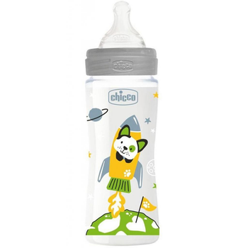 Пляшечка для годування Chicco пластикова Well-being Physio Colors із силік. соскою 4м+ 330 (28637.30)