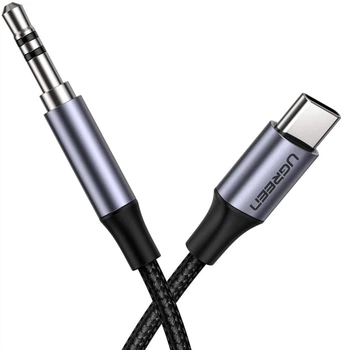 Kabel Ugreen AV143 Round USB Type-C Male to Audio Cable 3.5 mm Male Aluminum Shell 1 m Deep Gray (6957303836338)