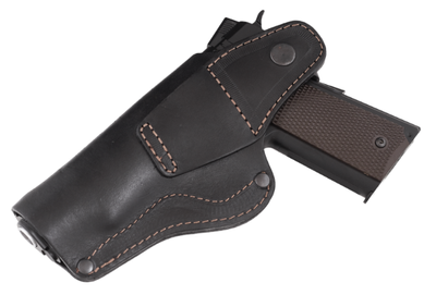 Кобура Colt 1911 поясная + скрытого внутрибрючного ношения не формованная с клипсой (кожа, чёрная)97445