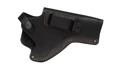 Кобура для Револьвера 4" поясная + скрытого внутрибрючного ношения с клипсой не формованная (кожаная, чёрная)