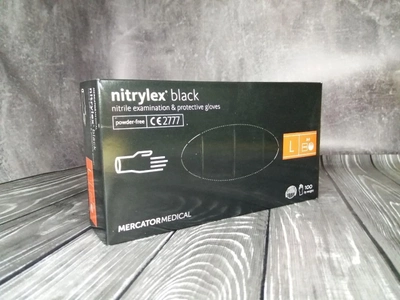 Нітрилові рукавички нестерильні неопудрені Nitrylex black L 100 шт чорні