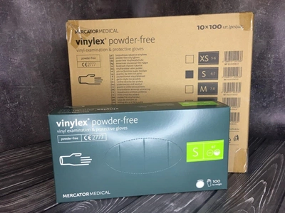 Перчатки виниловые Vinylex powder free S нестерильные ytопудренные 10 уп 100 шт прозрачные
