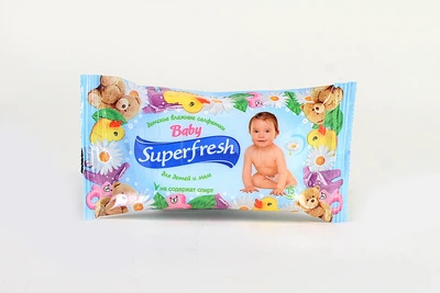 Детские влажные салфетки Superfresh 15 шт c экстрактом ромашки