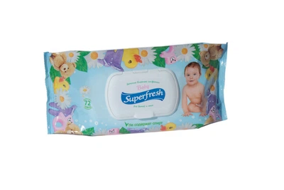 Детские влажные салфетки Superfresh 72 шт. c экстрактом ромашки с клапаном