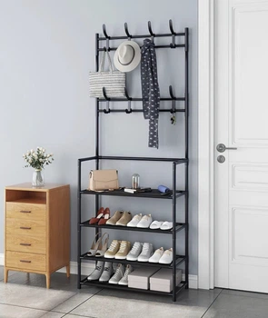 Універсальна вішалка для одягу New simple floor clothes rack розмір 60X29.5X151 см Чорна