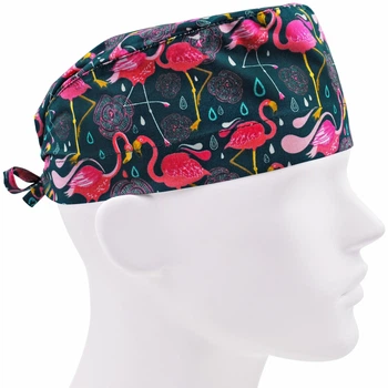 Медицинская шапочка мужская FloralScrubs универсальная принт Фламинго