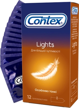 Презервативы латексные с силиконовой смазкой Contex Lights (особенно тонкие) 12 шт (5060040302088)
