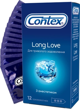 Презервативы латексные с силиконовой смазкой Contex Long Love (с анестетиком) 12 шт (5060040302545)