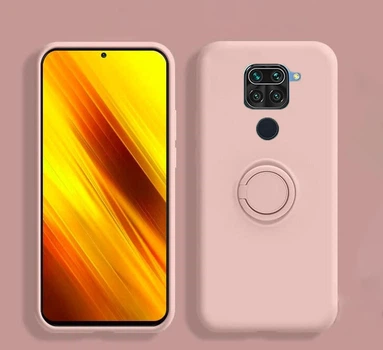 Силиконовый чехол Soft Touch с кольцом-держателем для Xiaomi Redmi Note 9 Розовый