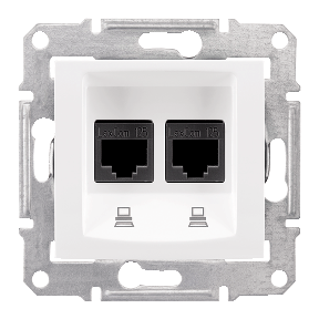 Механизм розетки Schneider Electric Sedna двойная компьютерная RJ 45 кат 5е, неэкран, UTP белый (SDN4400121)