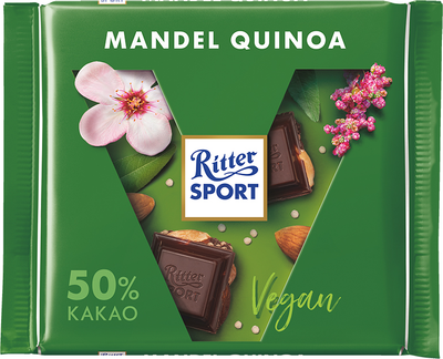 Темний шоколад Ritter Sport Vegan з мигдалем і кіноа 100 г (4000417103000)