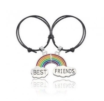 Браслеты парные кулоны для друзей Радуга - best friends BF для двоих друзей на веревках
