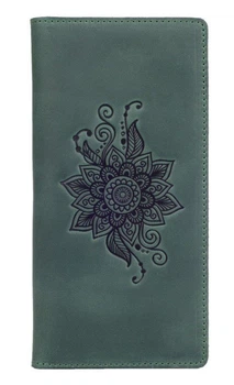 Шкіряний гаманець Hi Art WP-02 Shabby Alga Mehendi Classic Зелений