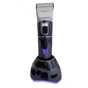 Беспроводная аккумуляторная машинка для стрижки волос Promotec PM 362 NEW Professional 10 Вт ножи с керамики и титана Led-дисплей 4 насадки + подставка (OLS096)